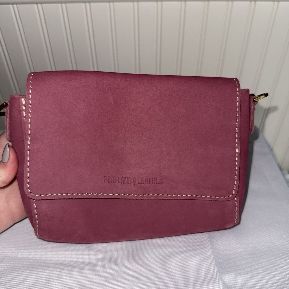 Portland Leather Goods Leather Purse Metro Mini Crossbody Foxglove Dusty Pink